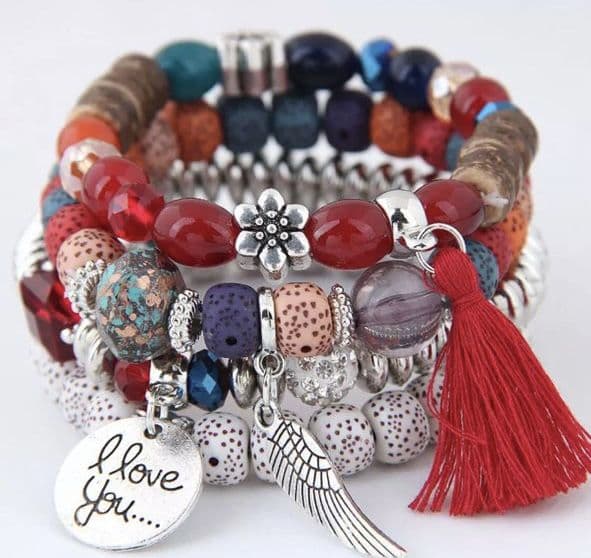 Boho Charm & Tassel Bracelet Stack