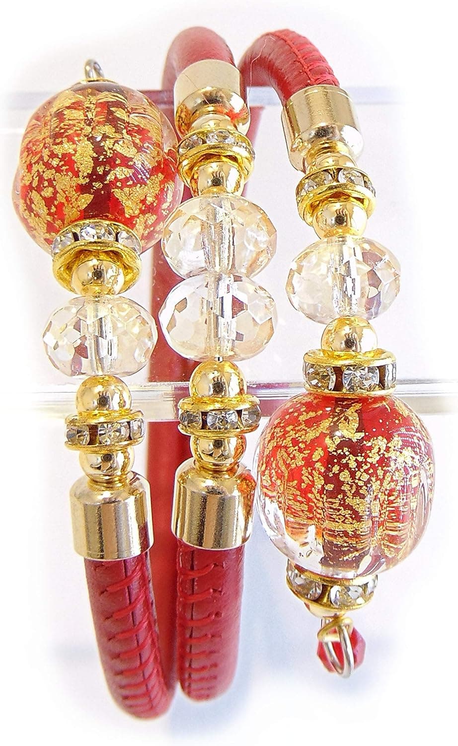 Red & Gold Murano Wrap Bracelet