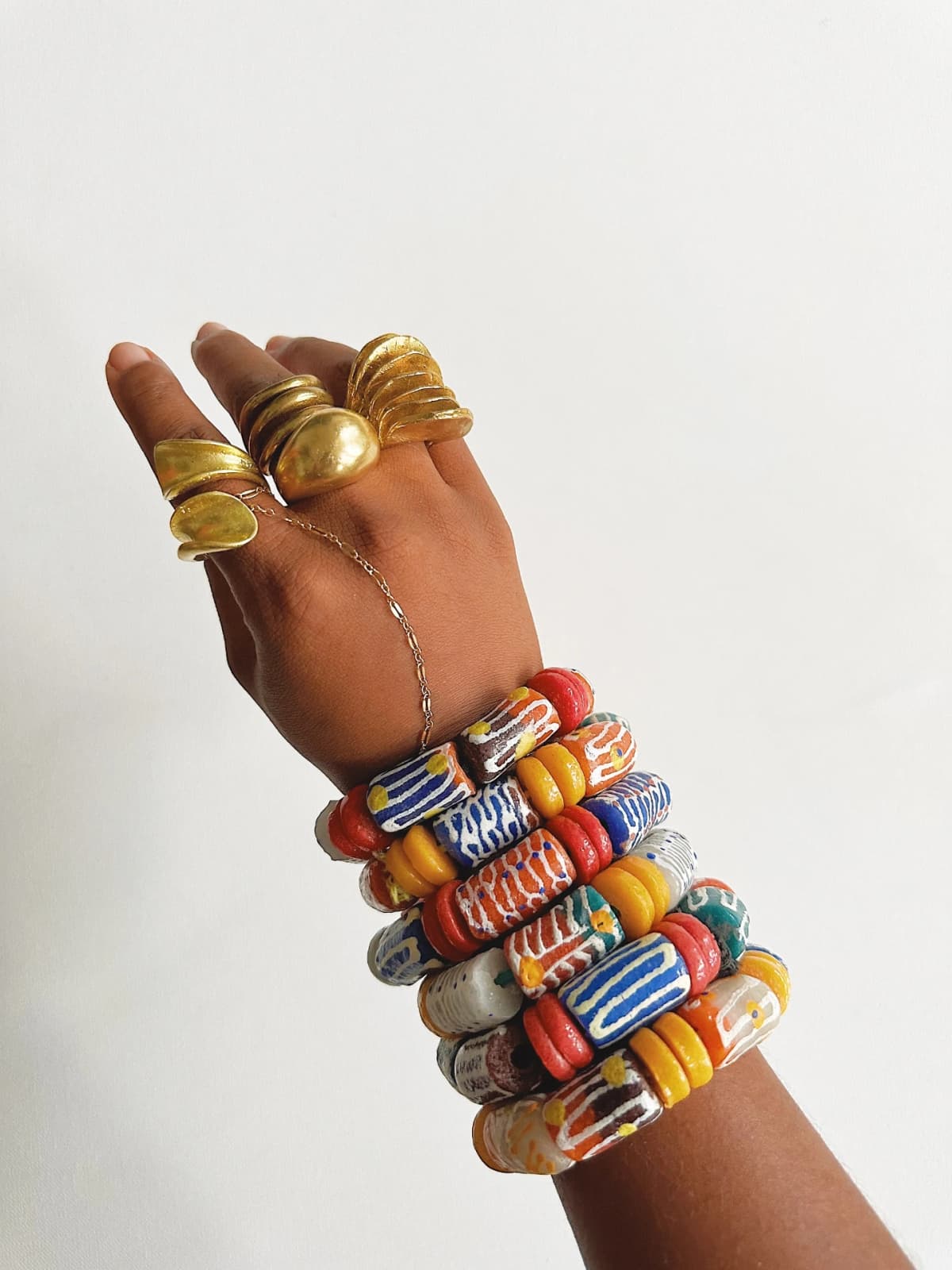 Krobo Glass Bead Bracelet Stack