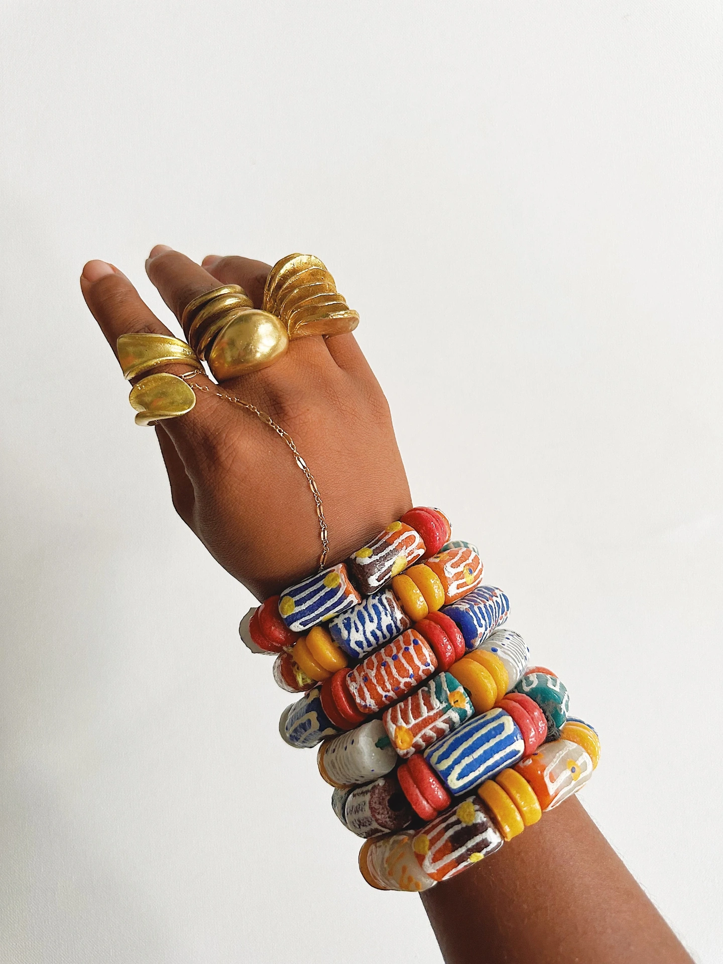 Krobo Glass Bead Bracelet Stack