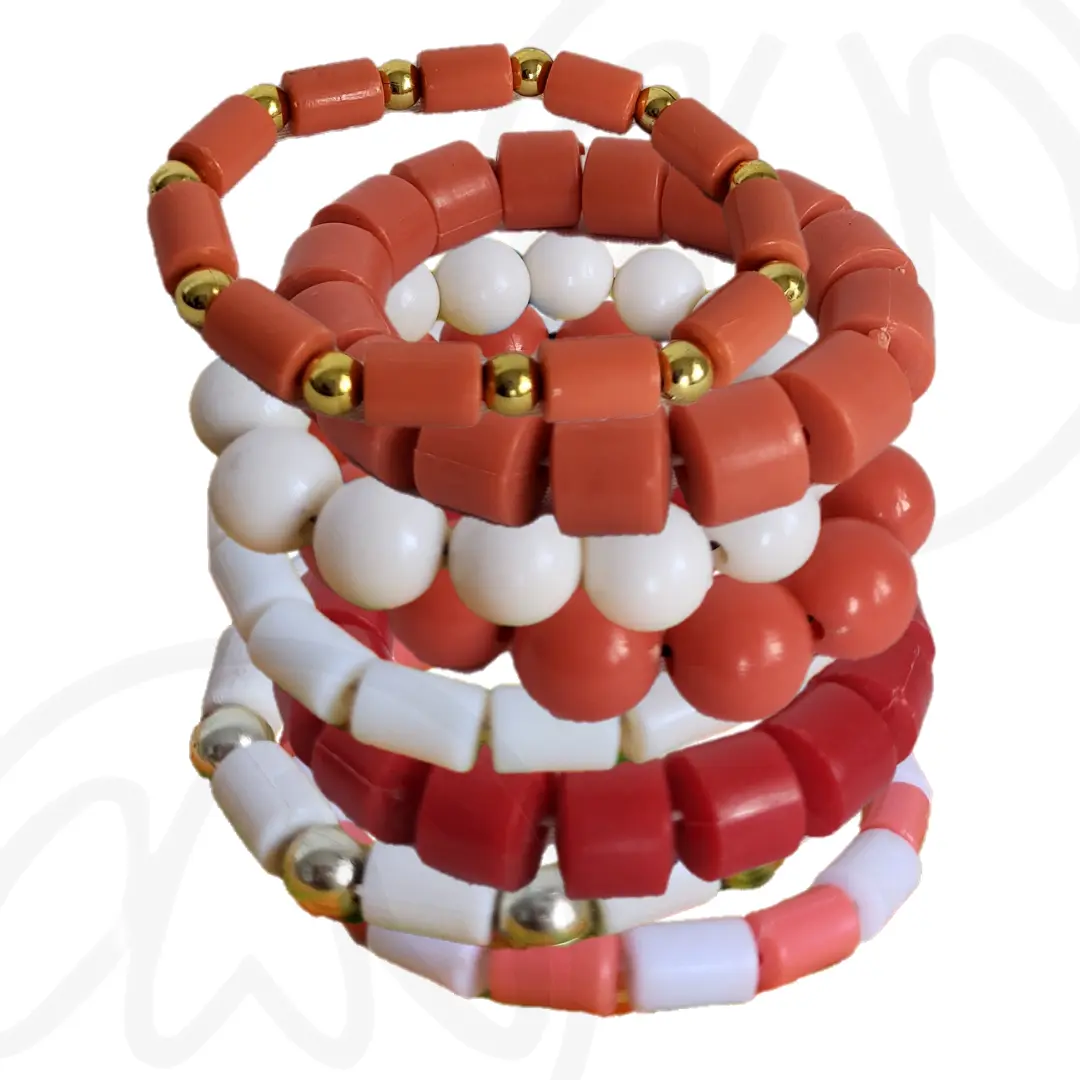Traditional Nigerian Coral Bracelet Stack