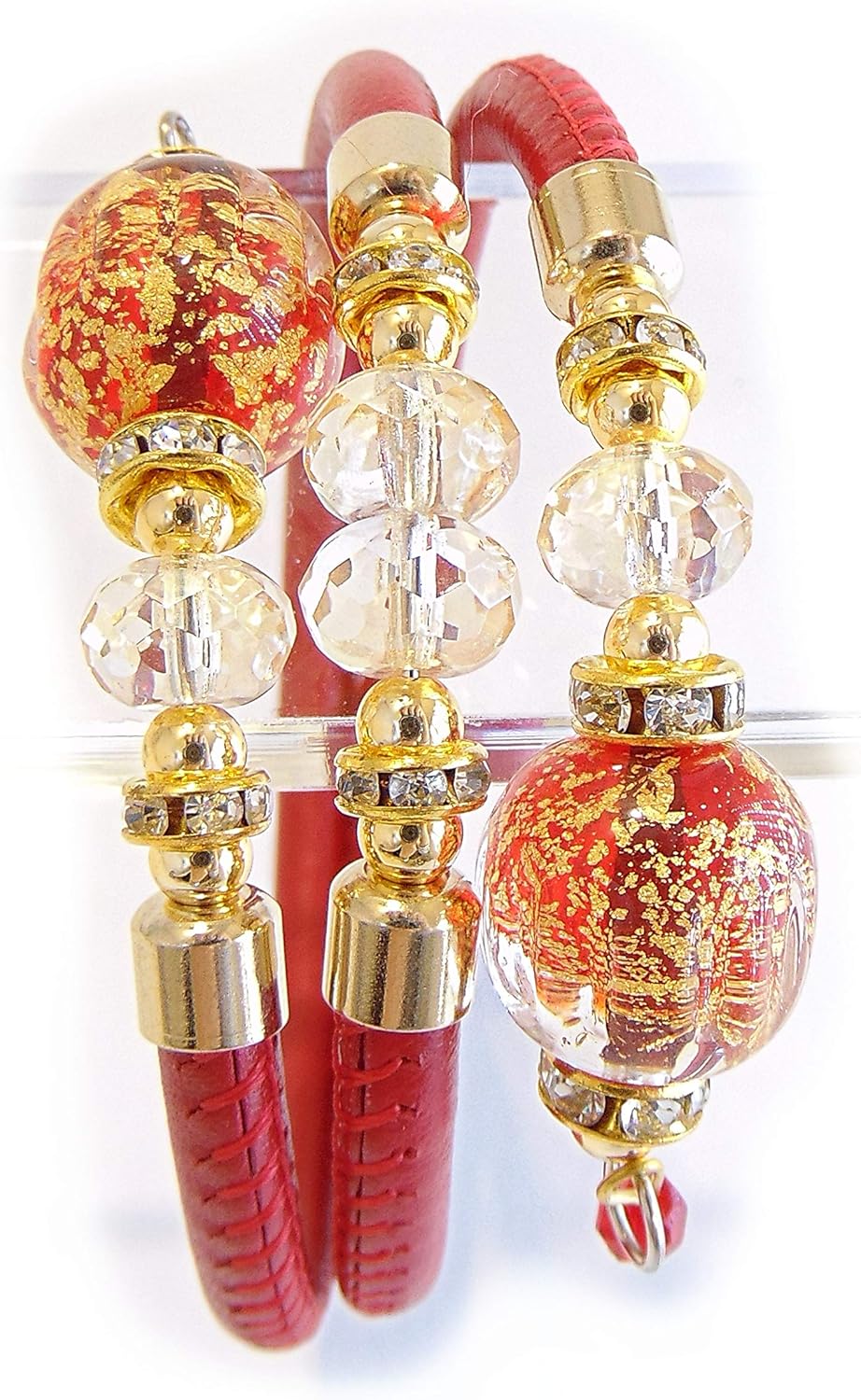 Red & Gold Murano Wrap Bracelet
